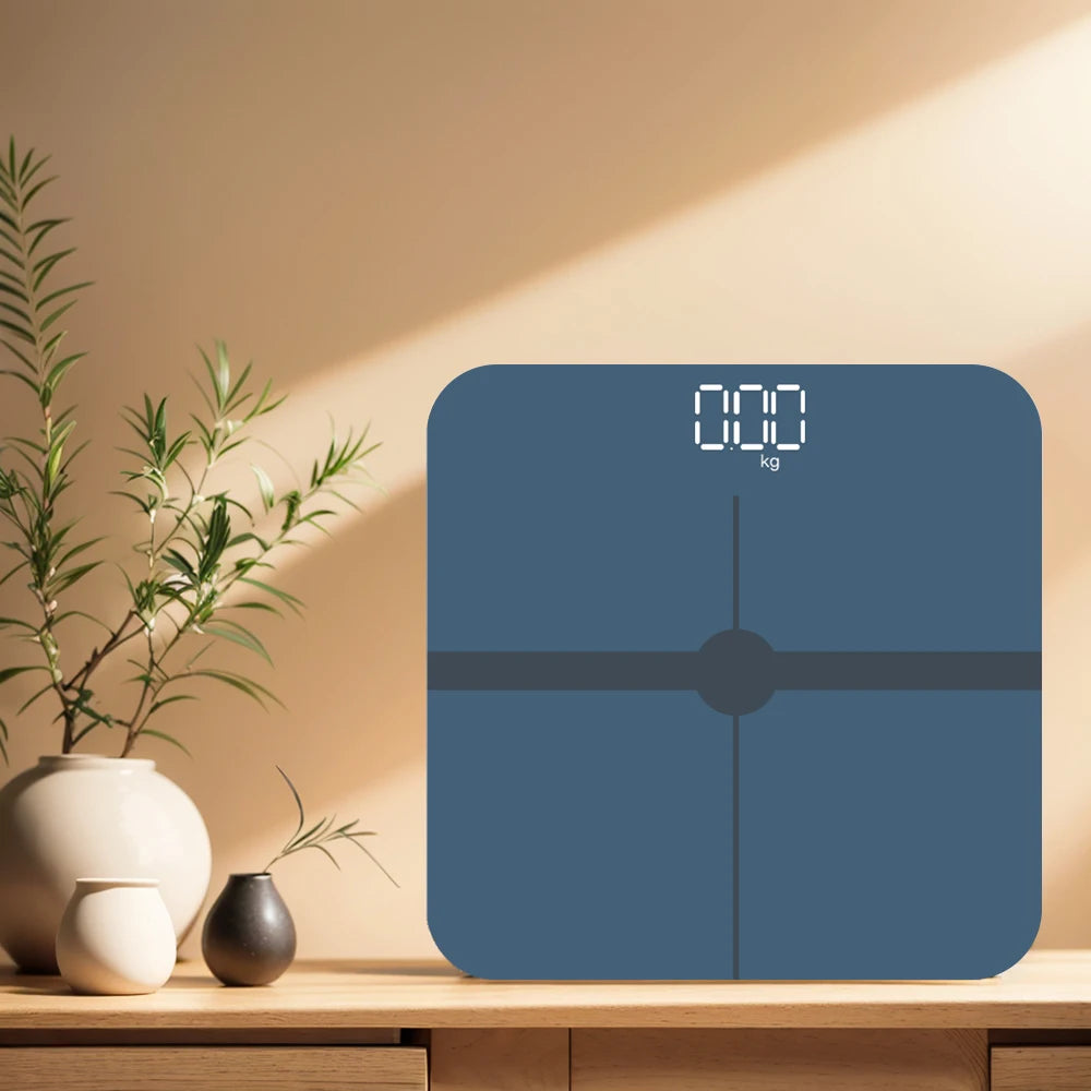 Blue Digital Bathroom Scale for Body Weight