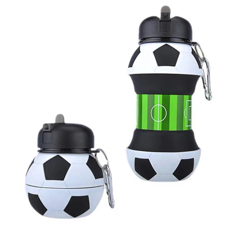 Football Shaped Folding Silicone Water Bottle